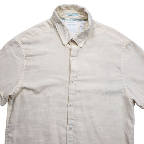 Denim & Flower Other - Denim and Flower Ricky Singh Shirt Mens Medium Yellow Short Sleeve Preppy